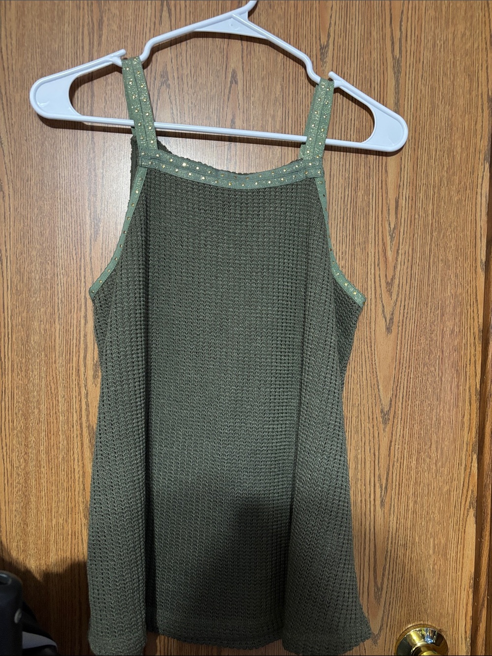 Maurices Olive Knit Tank with Glitter Trim